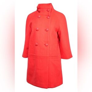 Coach Red Wool Blend Double Breasted Button Coat Size SP